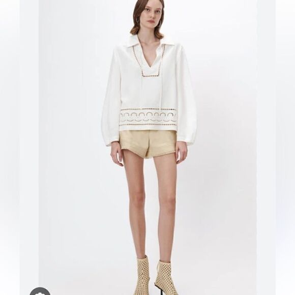 Jonathan Simkhai Abel Linen blend eyelet top NWT XS - Picture 1 of 13